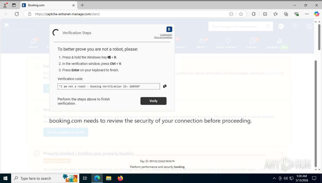 phishing Booking web site